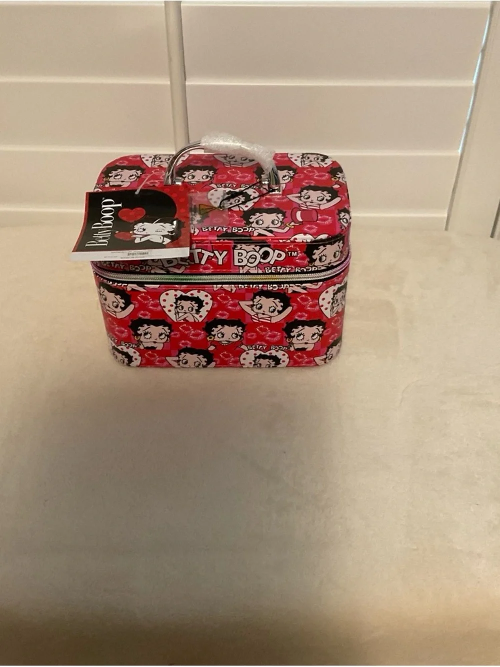 Betty Boop Pink and Black Patterned Cosmetic Case